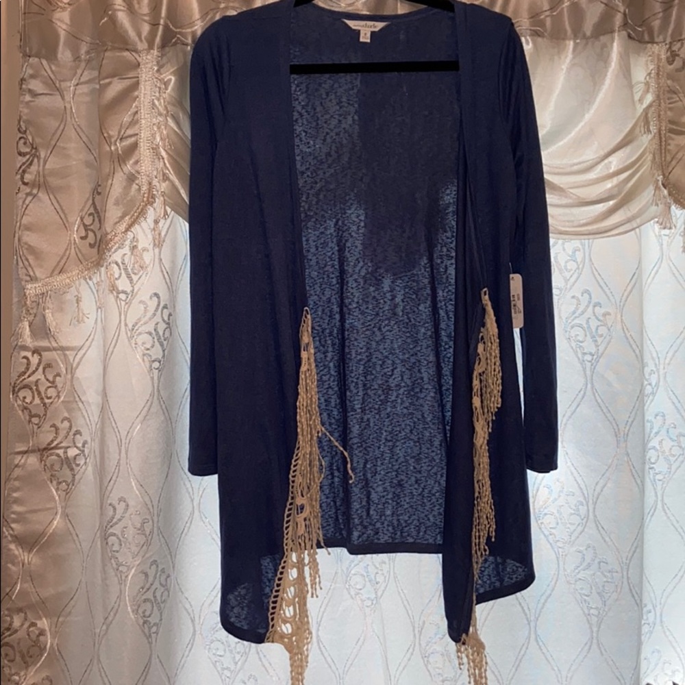 🌸NWT CHARMING CHARLIE cardigan/duster w/ crochet